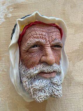 Bossons Sculpted Wall Mask of Bearded Elder in White Hood